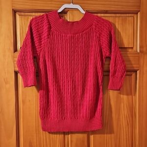 Women's Cable Knit Sweater - Red